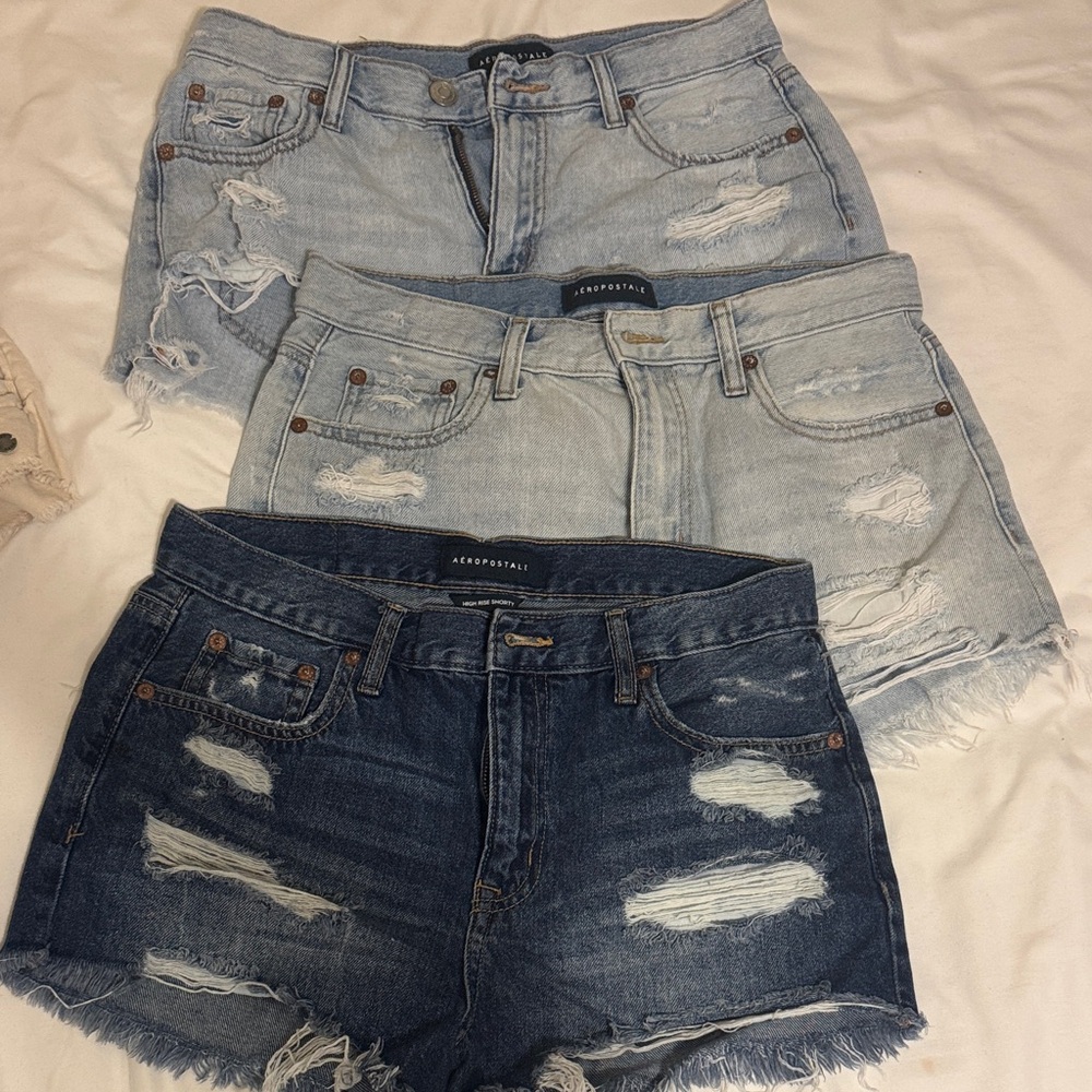 Aeropostale Women's Denim Shorts - high rise shorty